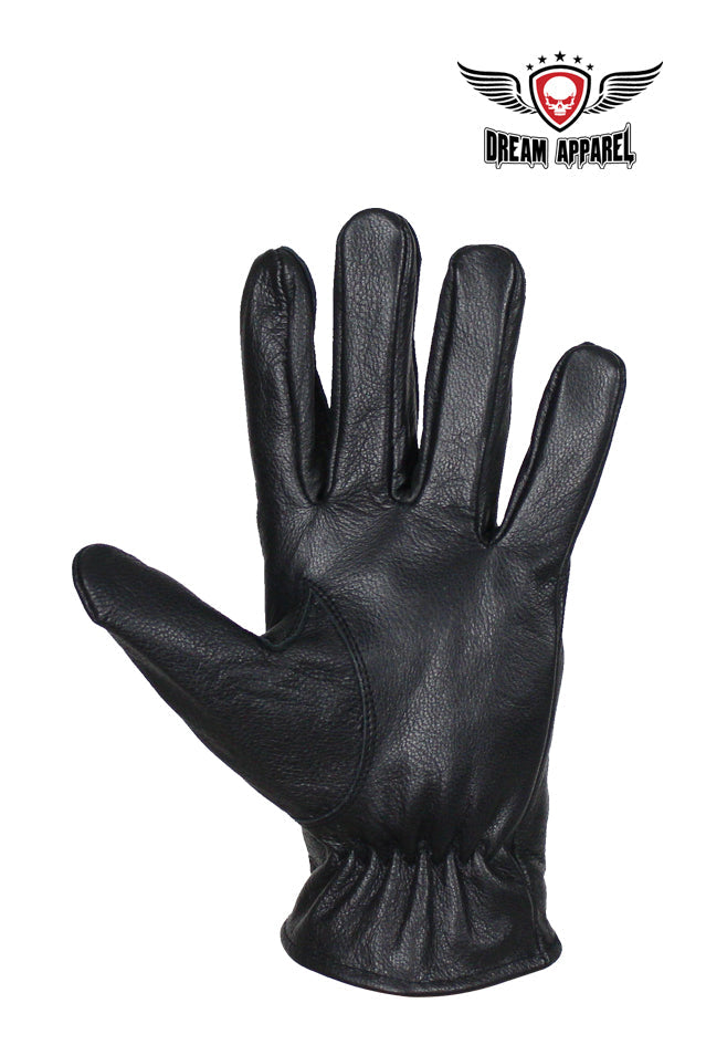 Deer Skin Leather Gloves W/ Zipper - Black – Bikers Gear Online